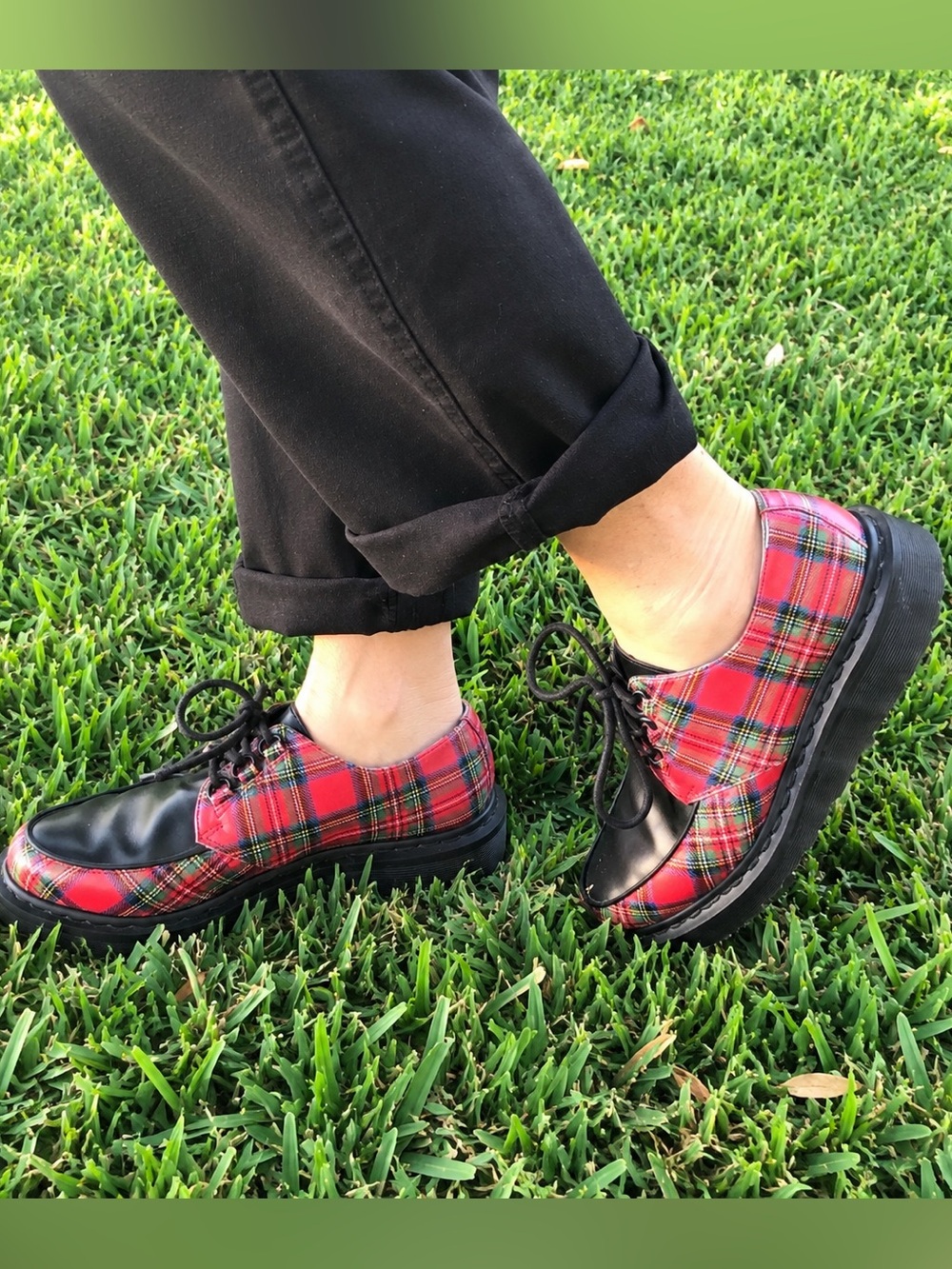 Dr Martens Ramsey River Red Tartan Creepers Womens 7 Rare Punk